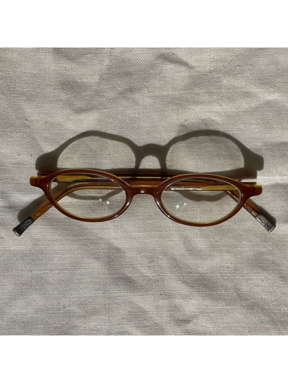 Vintage Matsuda 10318 Amber Oval Eyeglasses Japan 46-19-145